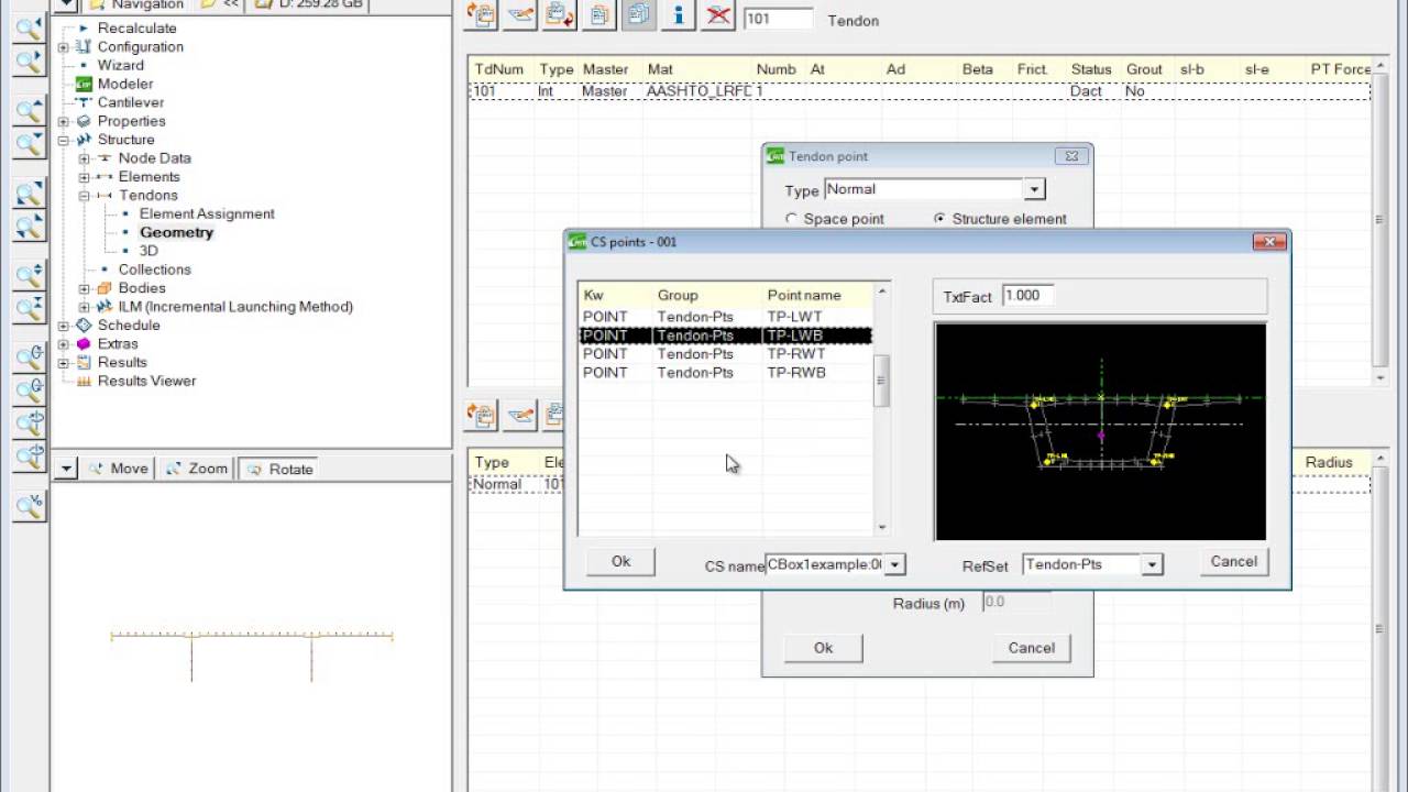 Tendon Geometry:  Creating Tendons Using Multiple Geometry Points in the Cross Section