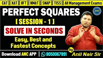 #live  ( in English ) :- PERFECT SQUARES - 1 | Concepts & Tricks | Anil Nair| CAT-25,SSC-CGL,Bank