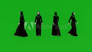 3d Arab woman walk top 🔔 view realistic 3D people rendering isolated green screen