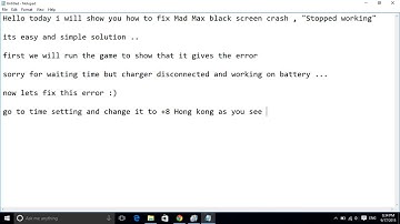 MadMax Blackscreen Crash ,  Stopped Working  Fix