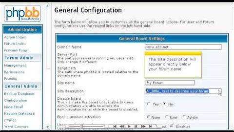 Configuring your board in PHPBB