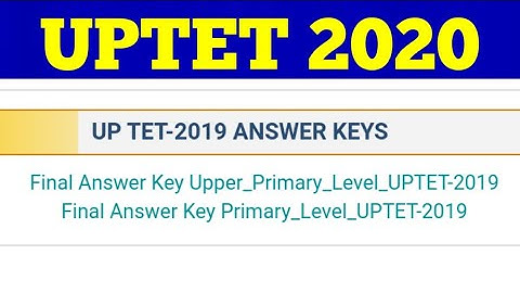 Final Answer Key Primary_Level_UPTET-2019