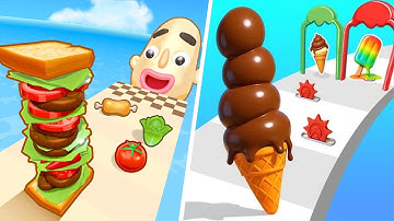 Sandwich Runner 🆚 Stacky Ice Cream Runner🌻🧿🌺🌈Max Levels Walkthrough Android IOS Update Gameplay 8823