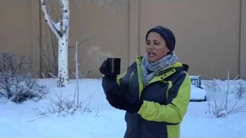 Throwing hot water on a cold day