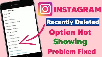 Instagram Recently Deleted Option Not Showing Problem Fixed | Recently Deleted Ka Option Kaise Laye