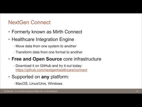 Lead Developer Introduction to NextGen Connect (formerly Mirth)