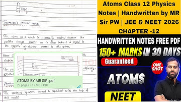 Atoms – Class 12 Physics Chapter 12 | Handwritten Notes by MR Sir | NEET 2026 | NCERT Based PDF