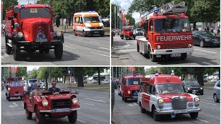 Oldtimer Feuerwehr Korso auf der Rückkehr zur Interschutz Messe