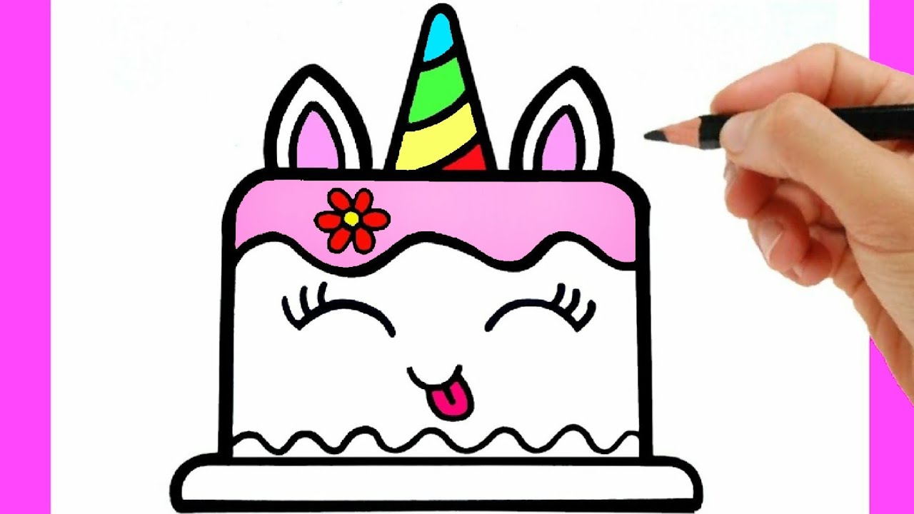 HOW TO DRAW A CUTE CAKE EASY STEP BY STEP - YouTube