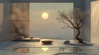 ambient Kyoto: Japanese modern style meditation room at sunset - Japanese Koto music for relaxation