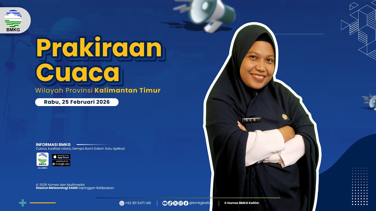 Prakiraan Cuaca Rabu, 25 Februari 2026 Wilayah Kalimantan Timur | BMKG Kaltim