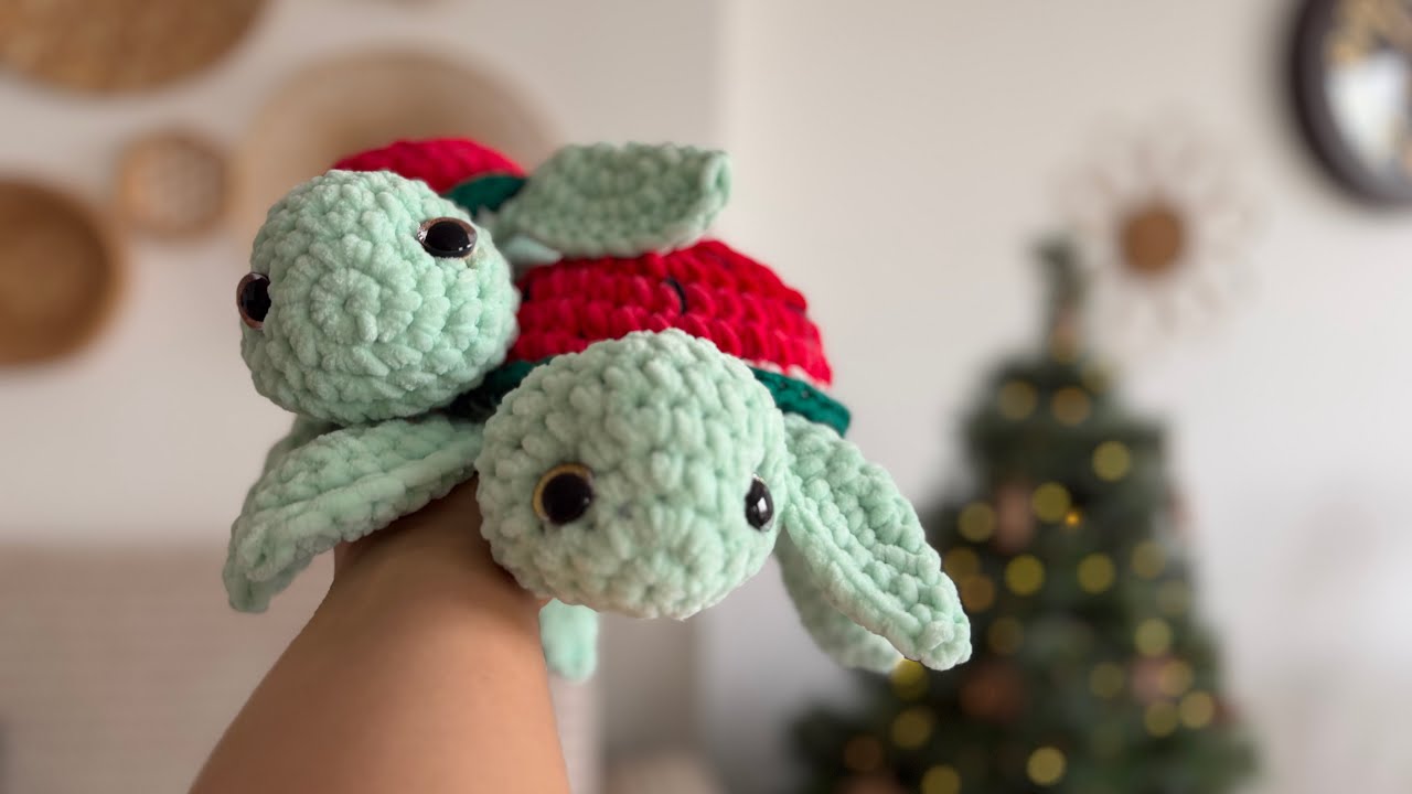 آموزش بافت لاک پشت یلدایی،کریسمسی