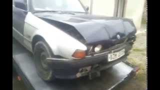 BMW 730i E32 after frontal impact 30-40 km/h