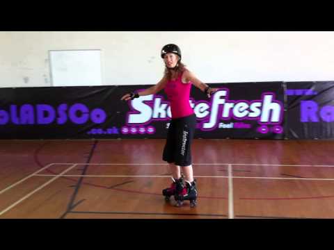 Video tutorial on how to do simple transitions for quads skaters and roller derby players.