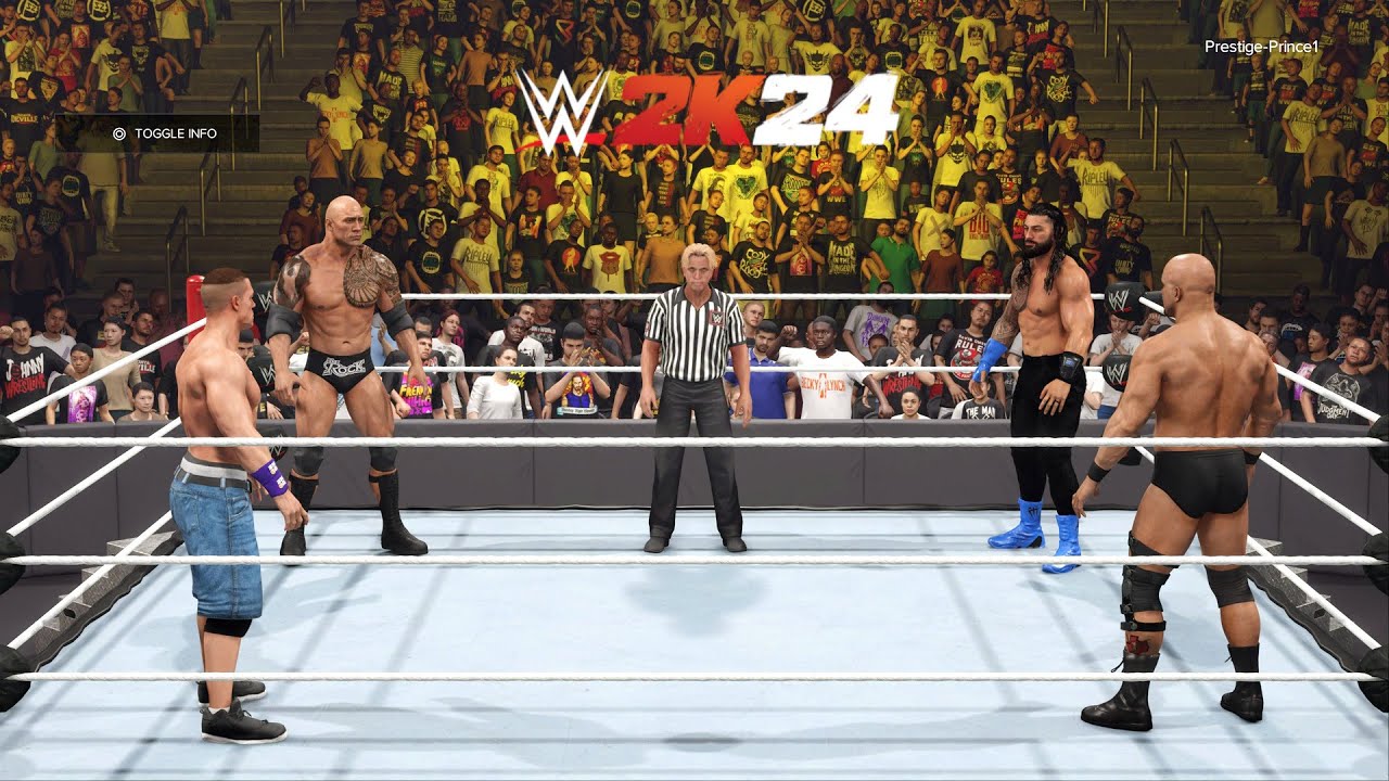 WWE 2K24 - Roman Reigns Vs The Rock Vs Stone Cold Vs John Cena EXTREME ...