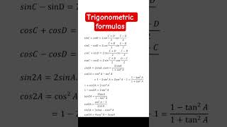 trigonometric formula || त्रिकोणमितीय सूत्र #maths #formula #tranding #ssc #shortfeed #ytshorts