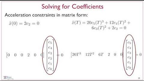 5 7   Supplementary Material  Solving for Coefficients of Minimum Jerk Trajectories   University of