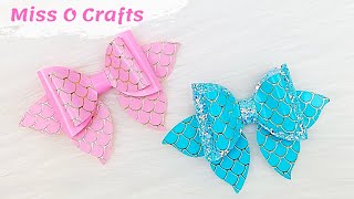 Mermaid Hair Bow With Cricut // How To Make Hair Bows With Cricut // DIY Hair Bows