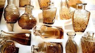 14 Pcs Amber Glass Bud Vases, Mini Vintage Glass Flower Vases for Centerpieces Amazon