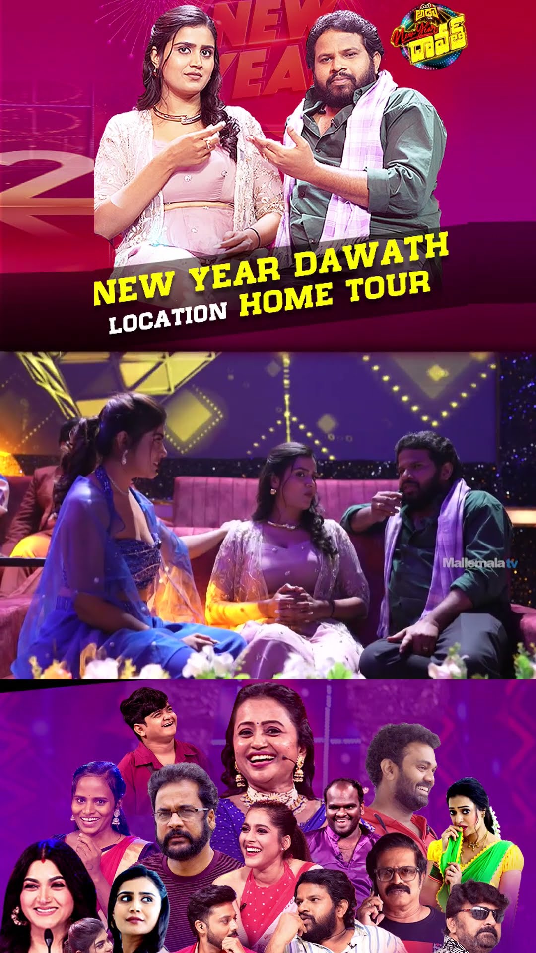 #Shorts - Hyper Aadi \u0026 kavya shree Love Proposal in New Year Daawath Location Tour | Mallemala TV