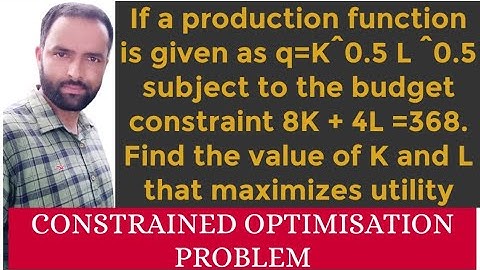 constrained optimisation problem. finding the level of capital and labour that maximizes utility