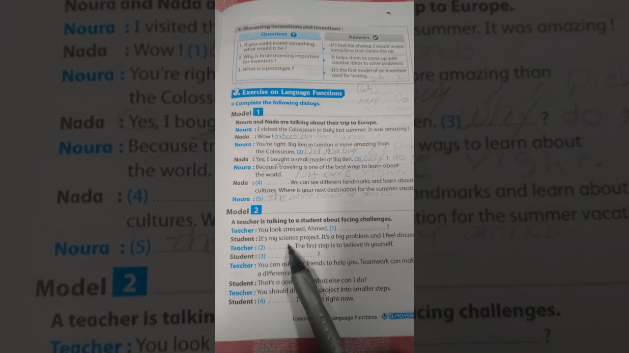 حل صفحه ٥ و ٦ من ملحق كتاب المعاصر تانيه اعدادي الترم الاول 