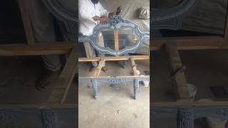 Process of how to apply deco paint base in carved furniture unit .