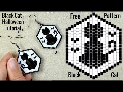 Kitty Cat Keychain / Earrings Black Cat Alt Halloween Perler Beads 