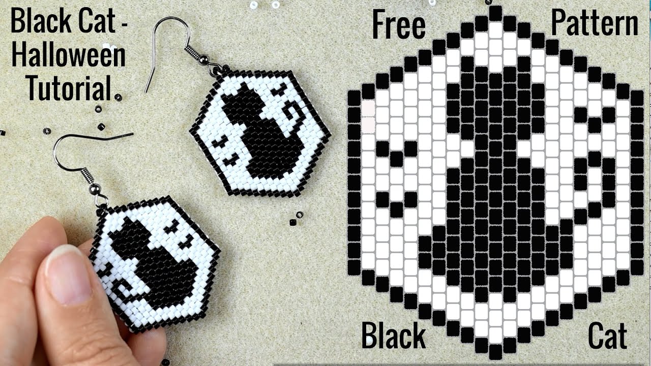 Adorable black cat Perler Bead Earrings