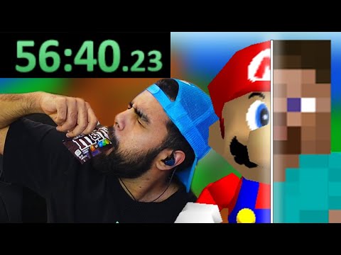 Can you beat Minecraft, Super Mario 64, and eat a bag of M&M's in less than an hour?