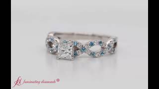 Princess Cut Infinity Diamond Ring With Blue Topaz In 18K White Gold-FD1121R- Fascinating Diamonds