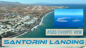 Airbus 320 Approach and Landing at Santorini Island Greece