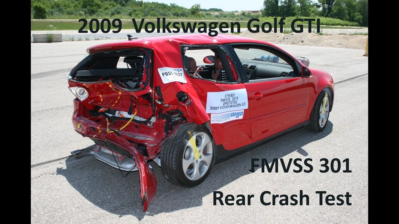 2006-2009 Volkswagen GTI (Golf) FMVSS 301 Rear Crash Test (50 Mph) 