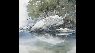 Basic landscape watercolor - Valley rocks (wet-in-wet. Arches rough)NAMIL ART shorts