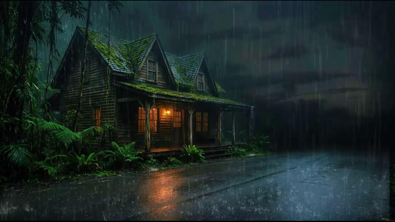 Rainy Night Forest Cabin for Deep Sleep Ambience