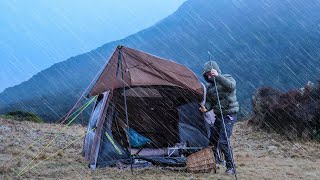 Camping in a STORM  Heavy Rain  Snow  Galeforce Wind