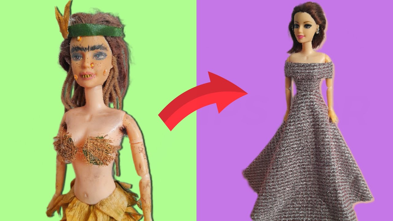 Before and after Barbie DIY:update Barbie doll - YouTube