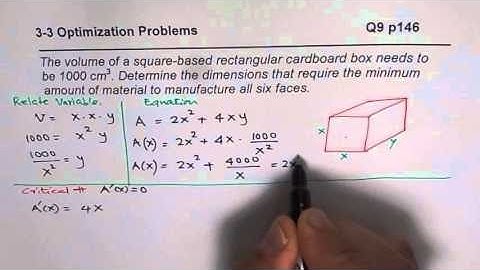 Calculus - Minimizing Surface Area of a Prism