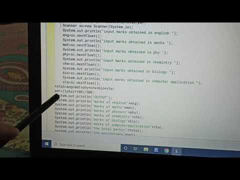calculate student total subject marks and also its percentage . using Scanner class
