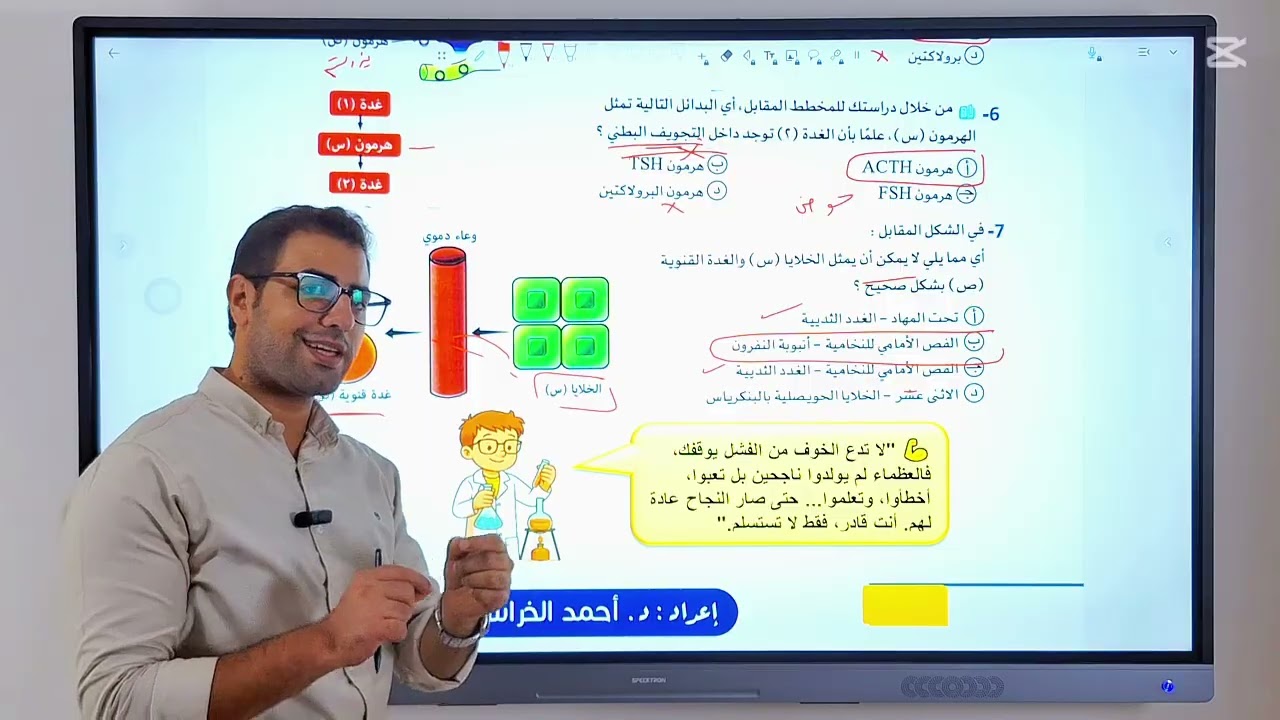 حل اسئلة الهرمونات - الواجب الثالث - الغدة النخامية  - مذكرة التدريبات 