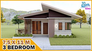 7.5x11m Simple House Design | 3 Bedroom | Pinoy Dream House