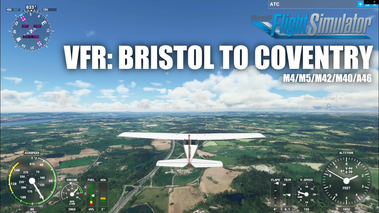 MSFS 2020 | VFR Bristol to Coventry via M5 | Cessna 152 | No Talking ...