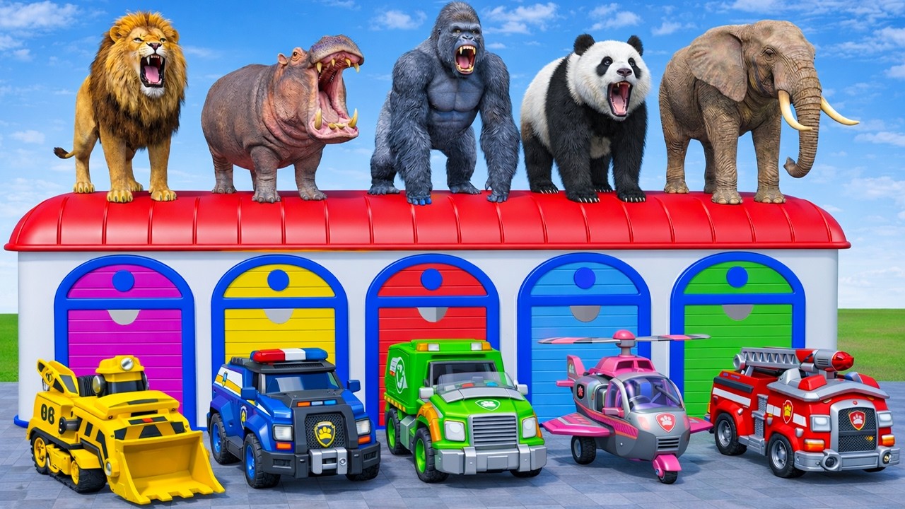 Long Slide Game With Cow Elephant Gorilla Hippopotamus Tiger 3d Animal Game Funny 3d Animals