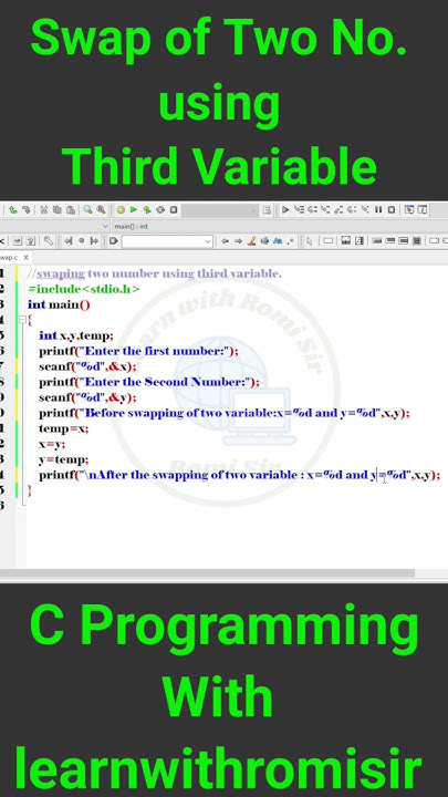 Swapping of two numbers in C | swapping of two numbers using third ...