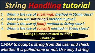 #StringInJava  substring(), indexOf(), concat() method in String class. What is the use of this m.