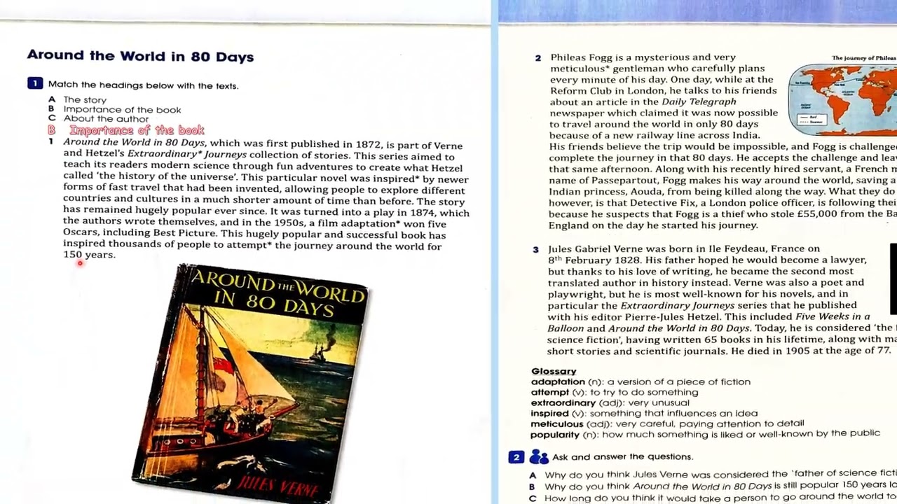 صفحة 108 و 109 ادب رابع اعدادي مقدمة حول العالم في 80 يوم