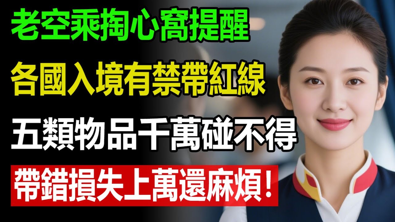 老空乘掏心窩提醒！各國入境都有 “禁帶紅線”，這 5 類物品碰都別碰！帶錯一樣，不僅麻煩不斷，還可能損失上萬元！