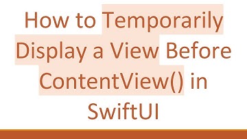 How to Temporarily Display a View Before ContentView() in SwiftUI