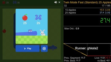(WR) Google Snake Game: Twin Mode Fast (Standard) 25 Apples