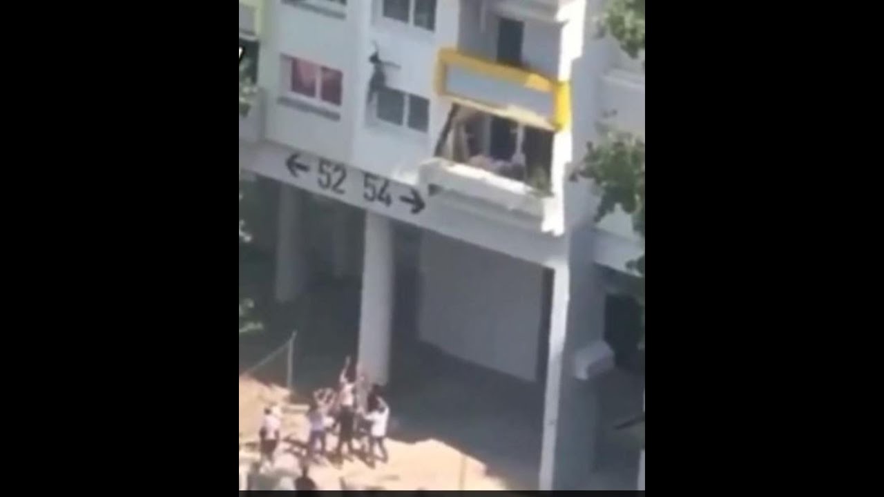Grenoble Kids caught by crowd after jumping from burning building ...